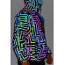 Fashion Street Print Pocket Zipper Hooded Collar Outerwear