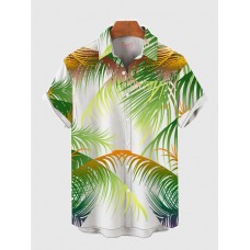 Full-Print Beach Style Summer Coconut Tree Printing Men's Short Sleeve Shirt