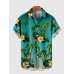 Full-Print Green Coconut Tree Printing Hawaiian Men's Short Sleeve Shirt