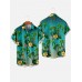 Full-Print Green Coconut Tree Printing Hawaiian Men's Short Sleeve Shirt