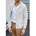 Men's Lapel Leather Button Solid Color Cable Long Sleeve Knit Sweater