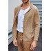 Men's Lapel Leather Button Solid Color Cable Long Sleeve Knit Sweater