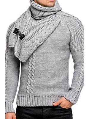 Men's Sweater Neck Slim Pullover Knit Sweater
