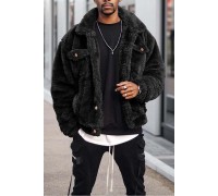 MEN'S Loose and Simple Solid Color Warm Short Jacket