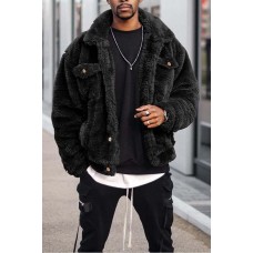 MEN'S Loose and Simple Solid Color Warm Short Jacket