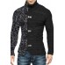 Men's Color Matching Leather Button Long-sleeved Knitted Cardigan