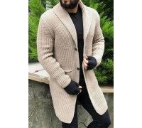 Men's Long-sleeved Knit Shirt Thickened Cardigan Lapel Long Sweater Jacket